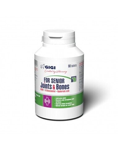 Papildbarība suņiem GiGi - For Senior Joints & Bones, kauliem un locītavām, vecākiem suņiem, 90Tab