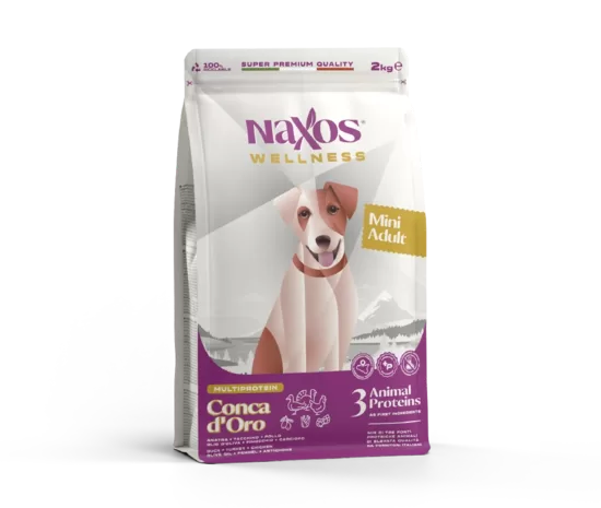Naxos Adult Mini Superpremium Multiprotein, mazo izmēru pieaugušo suņu barība ar pīli, tītaru, vistu, fenheli un artišoku 0,5 kg