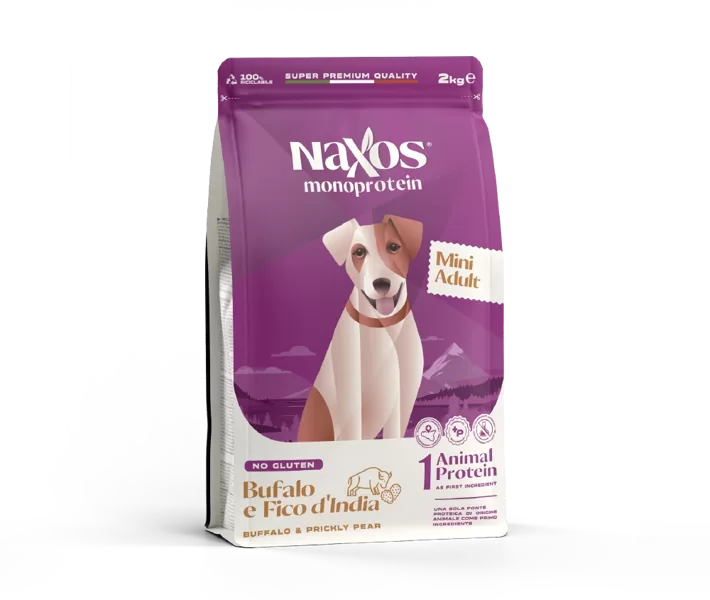 NAXOS ADULT MAXI Superpremium, monoprotein, gluten free, mazo izmēru pieaugušo suņu barība ar Bifeļa gaļu un opuncijām 2 Kg