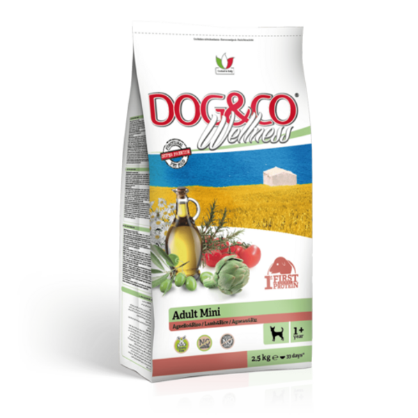 DOG&CO WELLNESS, Superpremium barība, mazo šķirņu pieaugušiem suņiem ar jēru un rīsiem 7 Kg